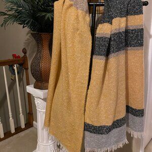 Soft Shawl Wrap Scarf Gold Black Gray 74"x26"